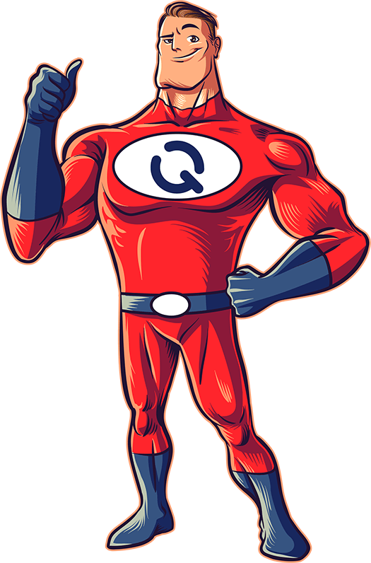 QuiQi superhero thumbs up signal